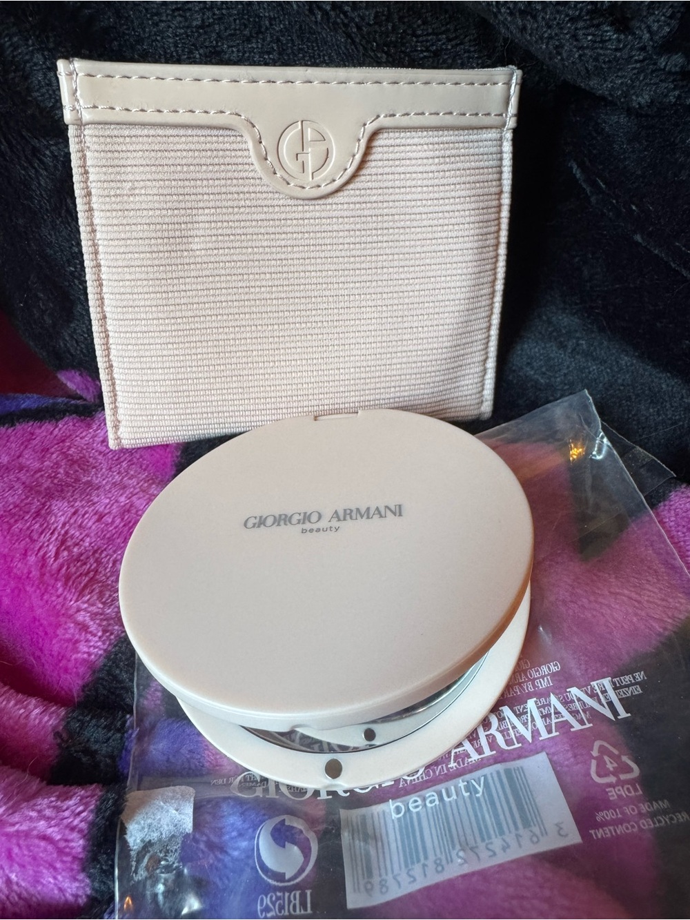 Giorgio Armani Soft Pink Compact Mirror With Matching Cardholder